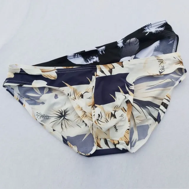 2 Mens Sexy Briefs Printed Ultra-thin Underpants Man Cueca Masculina U Pouch Male Panties Mens briefs Gay Underwear Ropa HT018