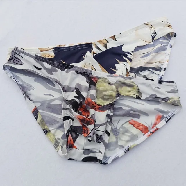 2 Mens Sexy Briefs Printed Ultra-thin Underpants Man Cueca Masculina U Pouch Male Panties Mens briefs Gay Underwear Ropa HT018