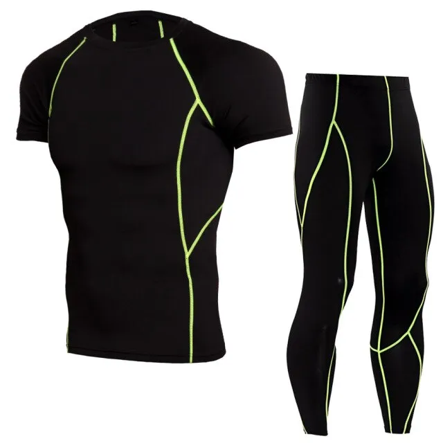 2019 New Compression Tracksuit Fitness Tight Sportswear Running Set T-shirt Leggings Men's Sportswear Demix Gym Sport Suit