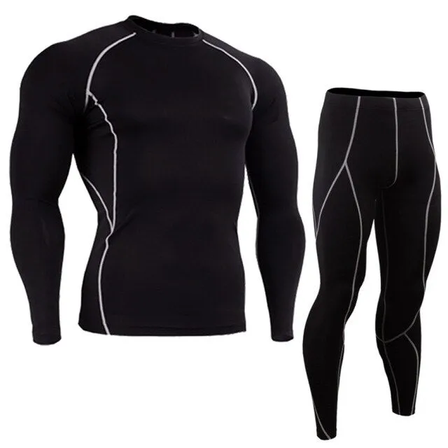 2019 New Compression Tracksuit Fitness Tight Sportswear Running Set T-shirt Leggings Men's Sportswear Demix Gym Sport Suit