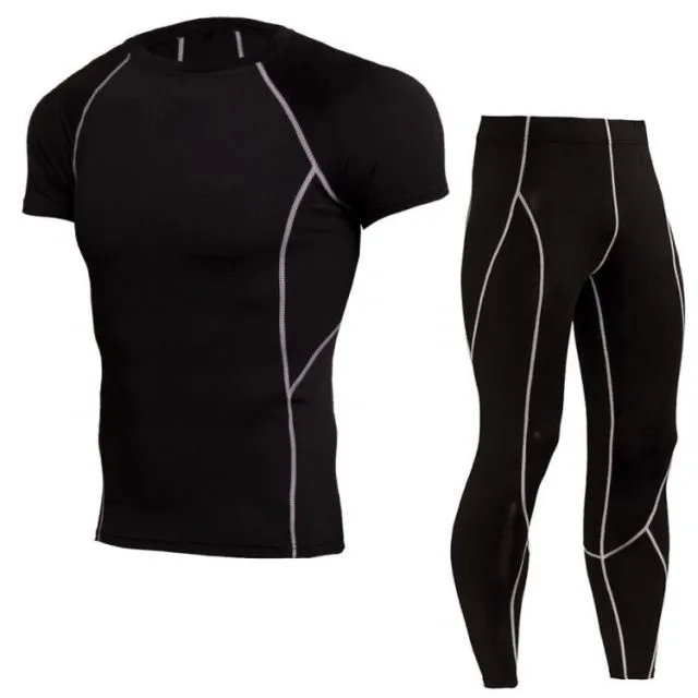2019 New Compression Tracksuit Fitness Tight Sportswear Running Set T-shirt Leggings Men's Sportswear Demix Gym Sport Suit