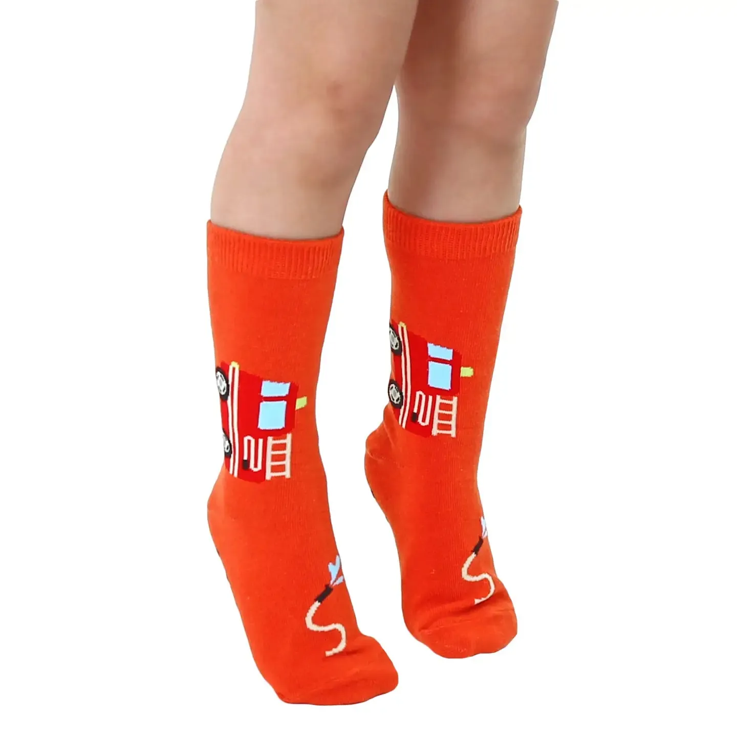 3D Packaged Crew Socks - Fire Truck - Red