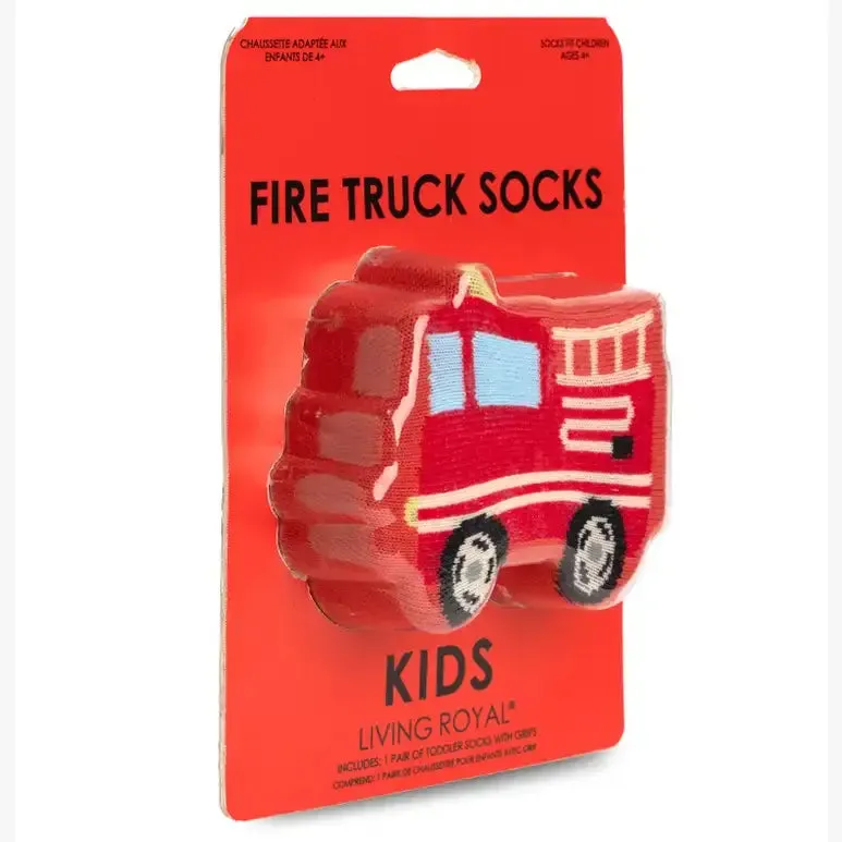 3D Packaged Crew Socks - Fire Truck - Red
