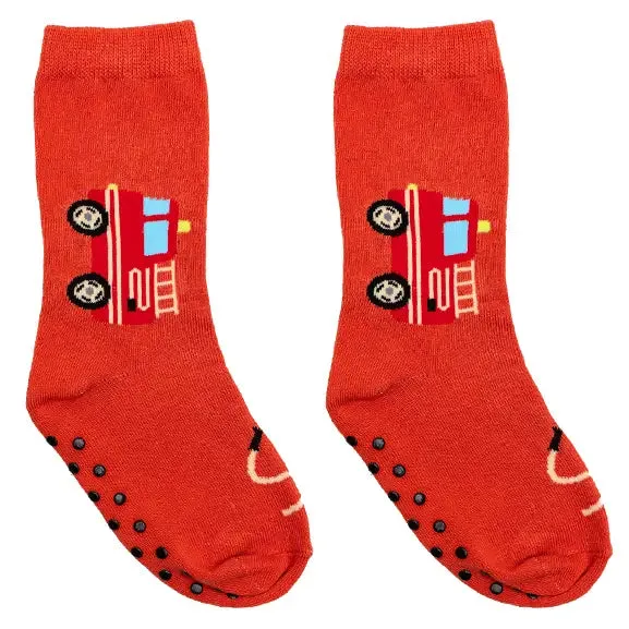 3D Packaged Crew Socks - Fire Truck - Red