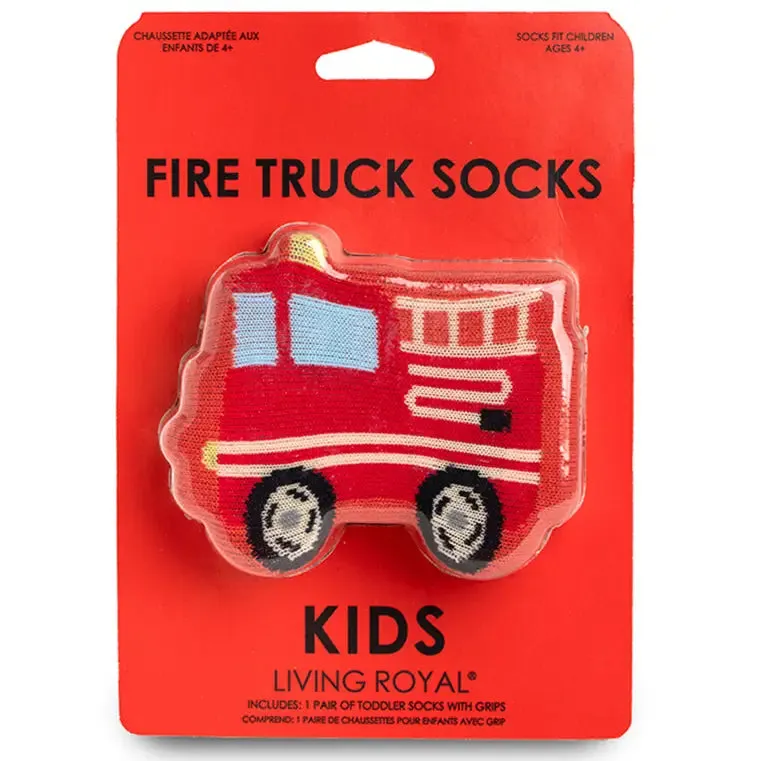 3D Packaged Crew Socks - Fire Truck - Red