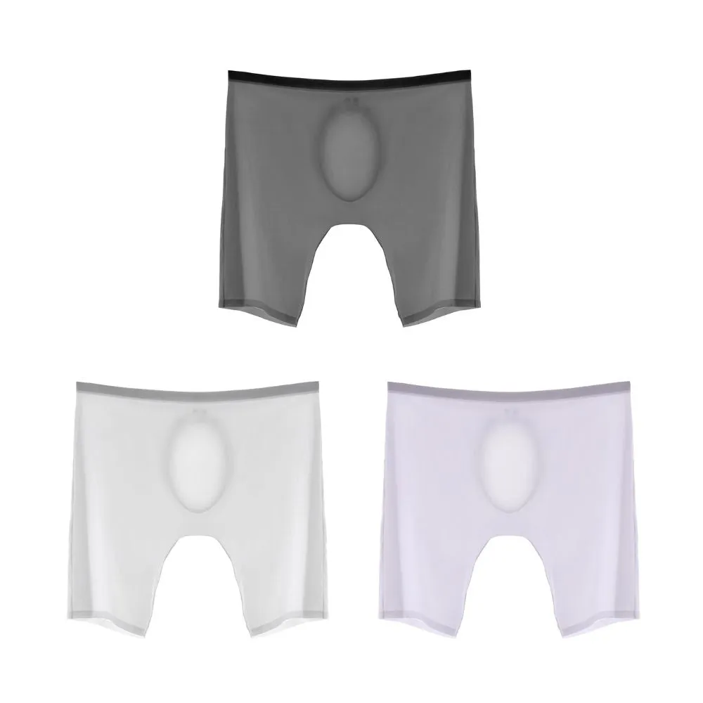 3D Seamless Pouch-Men's Ultra Thin Ice Silk Extra Long Boxer Briefs Up To Size XXL(3-Pack) - JEWYEE YS56-5