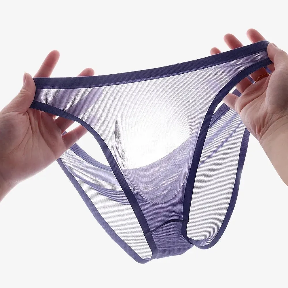 3D Seamless Pouch - Men's Ultra Thin Ribbed Ice Silk Briefs (5 Pack) - JEWYEE 805