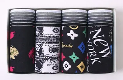 4Pcs/lot Hot Sexy Men Boxer Soft Breathable Underwear Men Lovely Cartoon Panties Print Man Boxershorts Homme Underpants