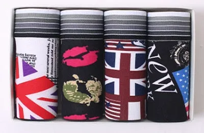4Pcs/lot Hot Sexy Men Boxer Soft Breathable Underwear Men Lovely Cartoon Panties Print Man Boxershorts Homme Underpants
