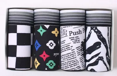 4Pcs/lot Hot Sexy Men Boxer Soft Breathable Underwear Men Lovely Cartoon Panties Print Man Boxershorts Homme Underpants