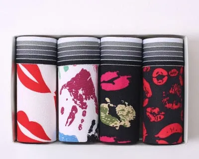 4Pcs/lot Hot Sexy Men Boxer Soft Breathable Underwear Men Lovely Cartoon Panties Print Man Boxershorts Homme Underpants