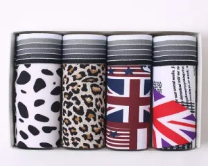 4Pcs/lot Hot Sexy Men Boxer Soft Breathable Underwear Men Lovely Cartoon Panties Print Man Boxershorts Homme Underpants