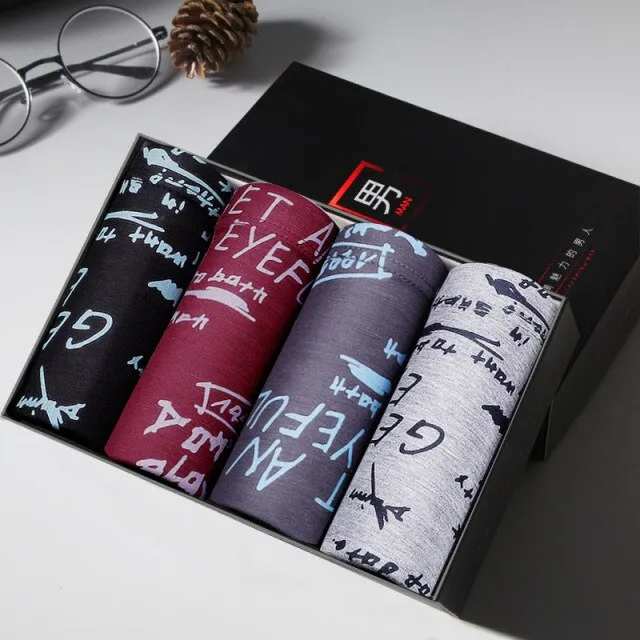 4pcs/lot Male Panties Men's Underwear Boxers Breathable Man Boxer Printed Underpants Comfortable Brand Shorts Herenonderbroek
