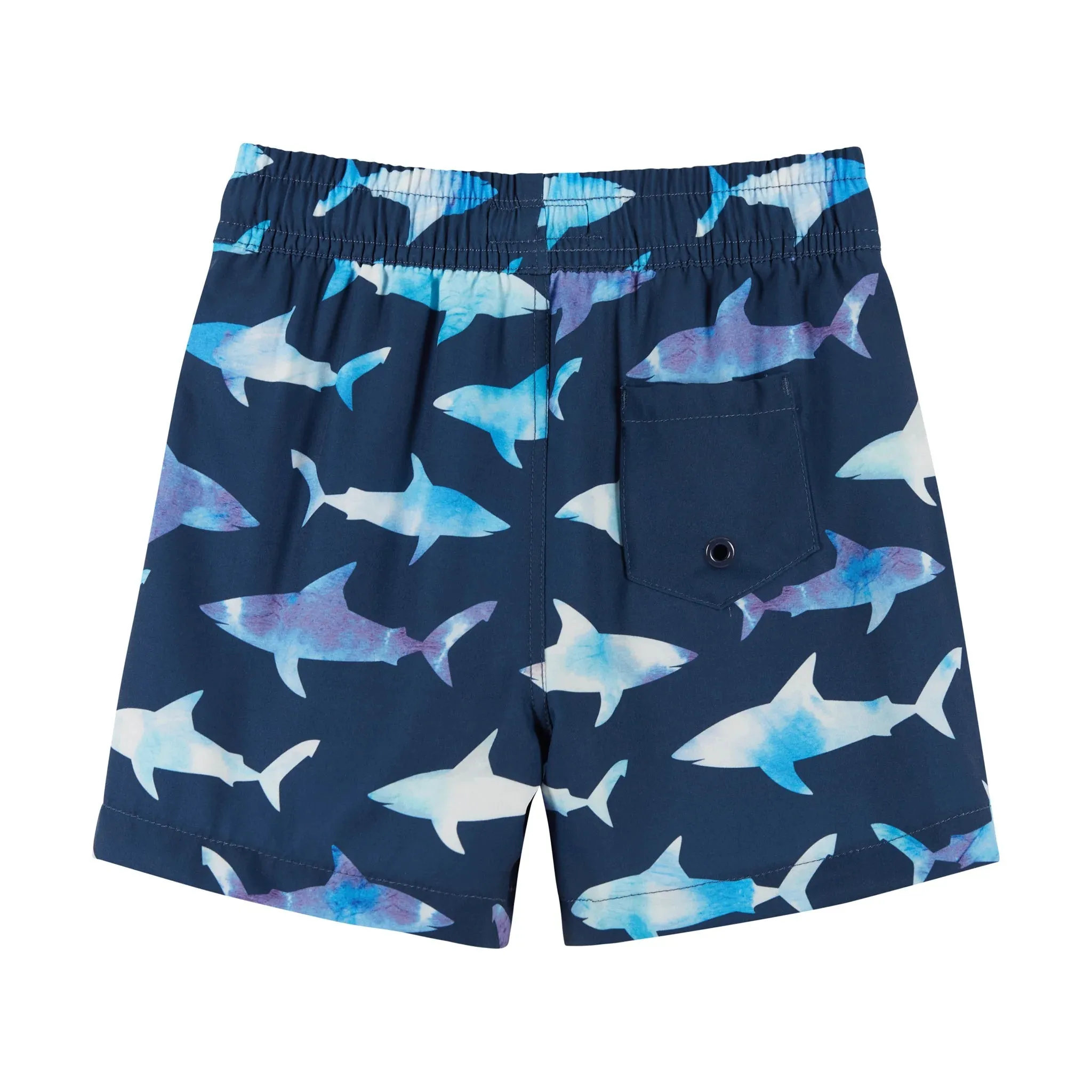 Andy & Evan Navy Tie Dye Shark Print Stretch Boardshort