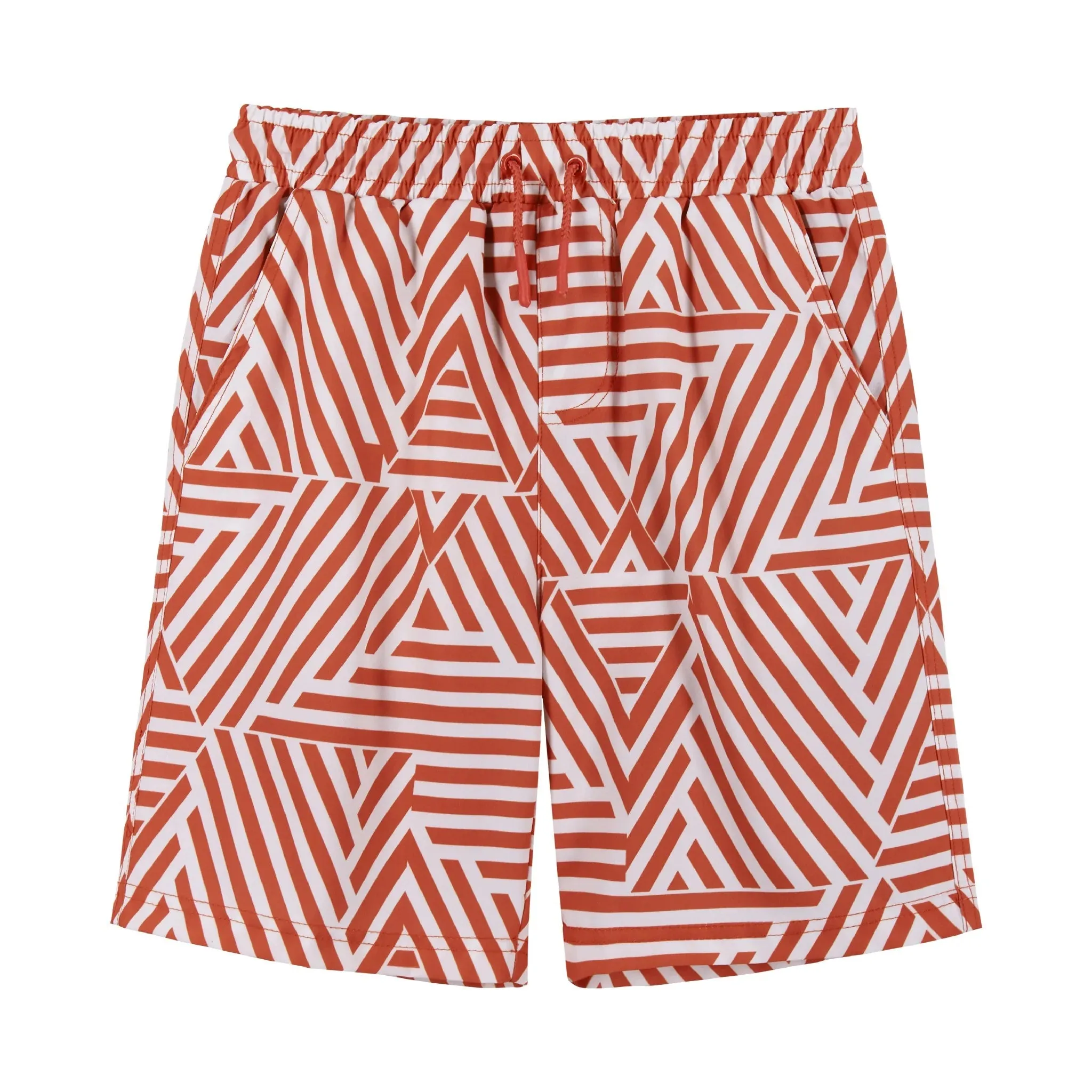 Andy & Evan Tween UPF 50  Orange Geometric Print Comfort Lined Boardshort
