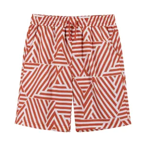 Andy & Evan Tween UPF 50  Orange Geometric Print Comfort Lined Boardshort