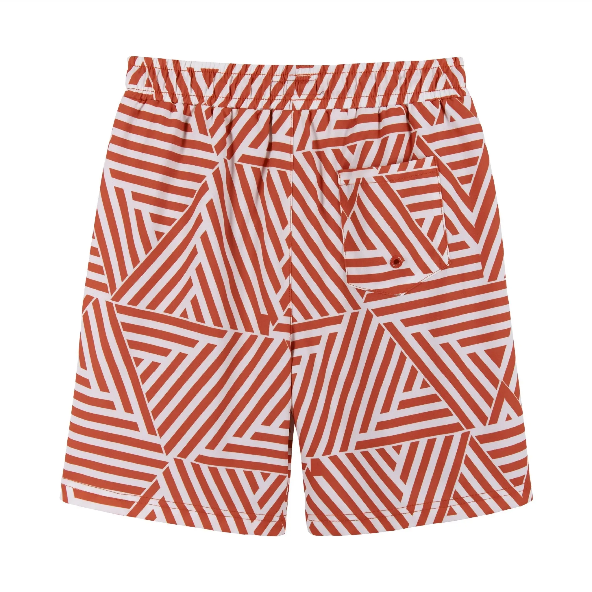 Andy & Evan Tween UPF 50  Orange Geometric Print Comfort Lined Boardshort