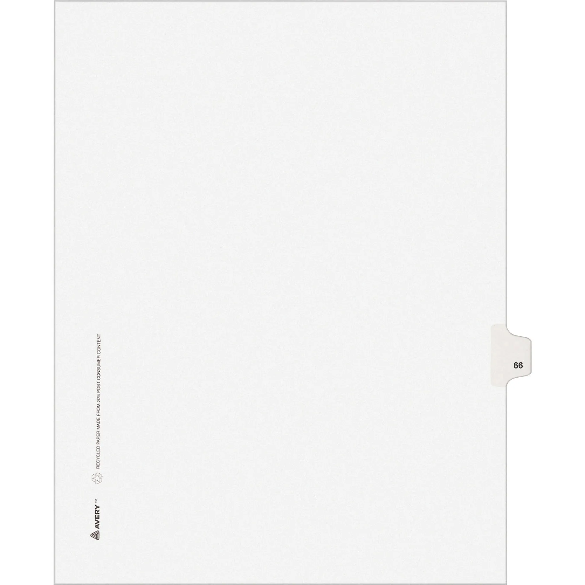 Avery® Individual Legal Dividers Allstate(R) Style, Letter Size, Side Tab #66 (82264)