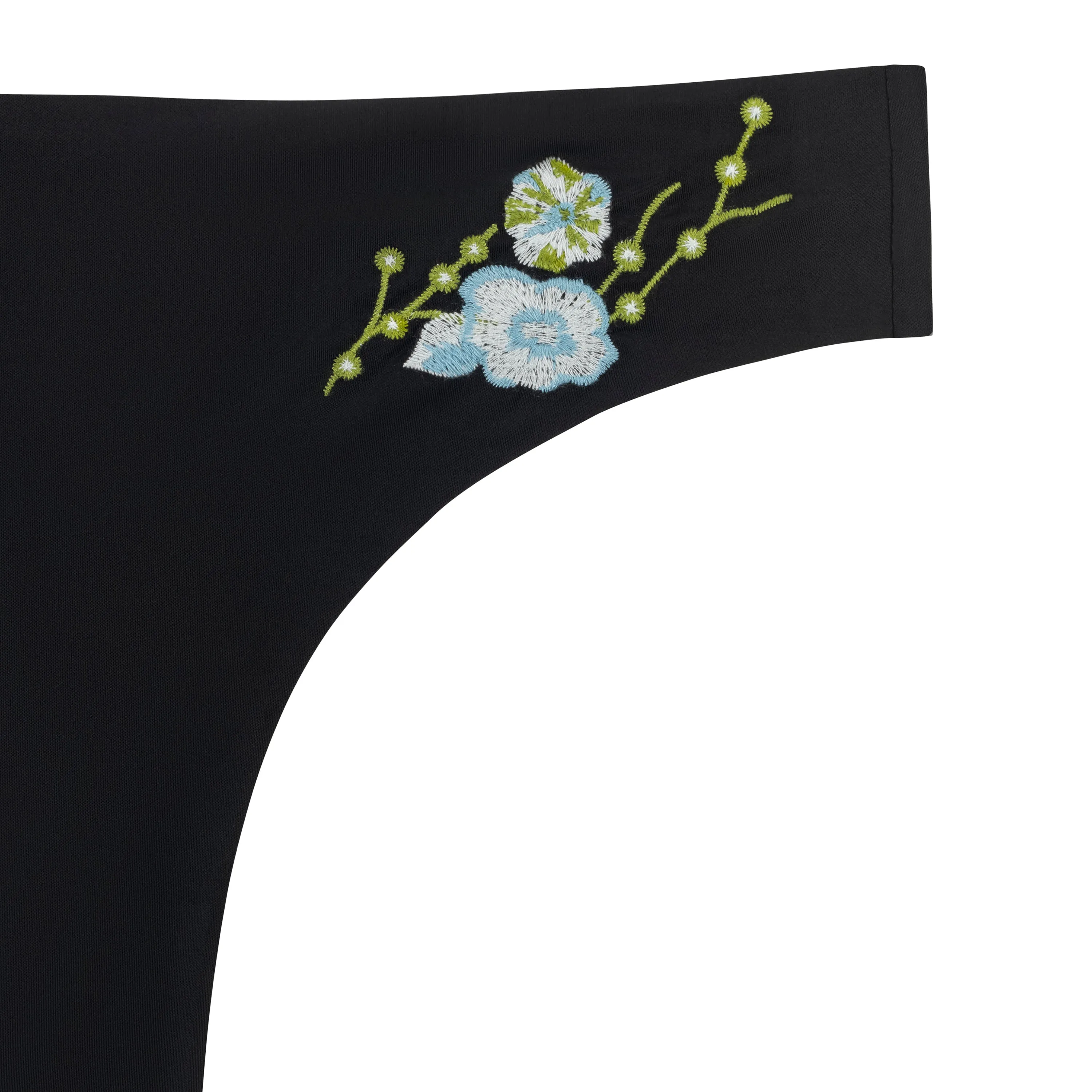 Better Briefs Seamless Thong Underwear with Floral Embroidery