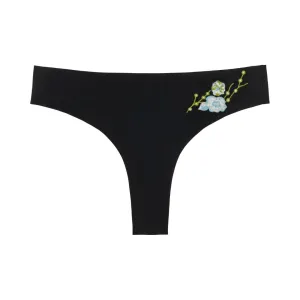 Better Briefs Seamless Thong Underwear with Floral Embroidery
