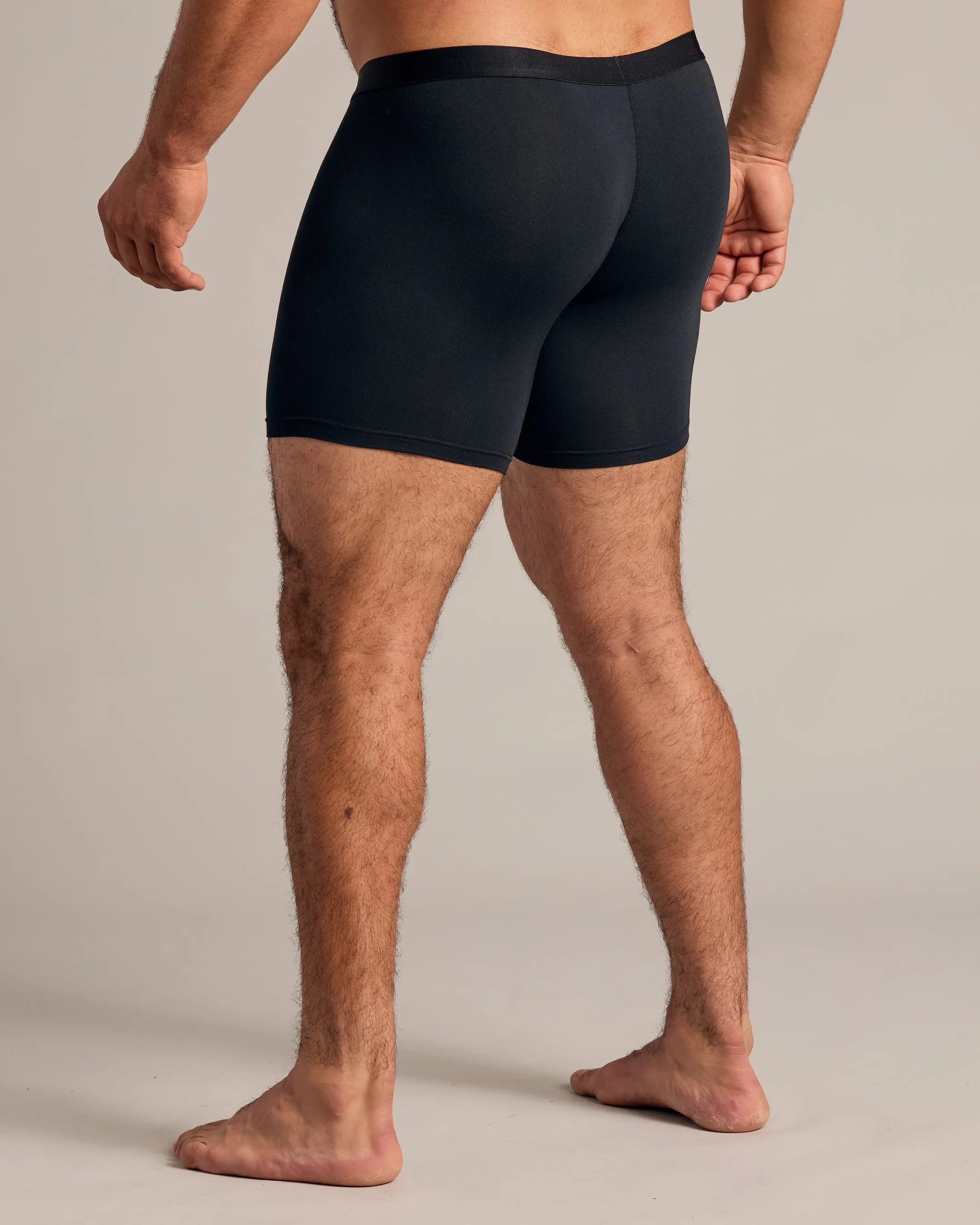 Black Boxer Briefs W/ Fly 6-Pack