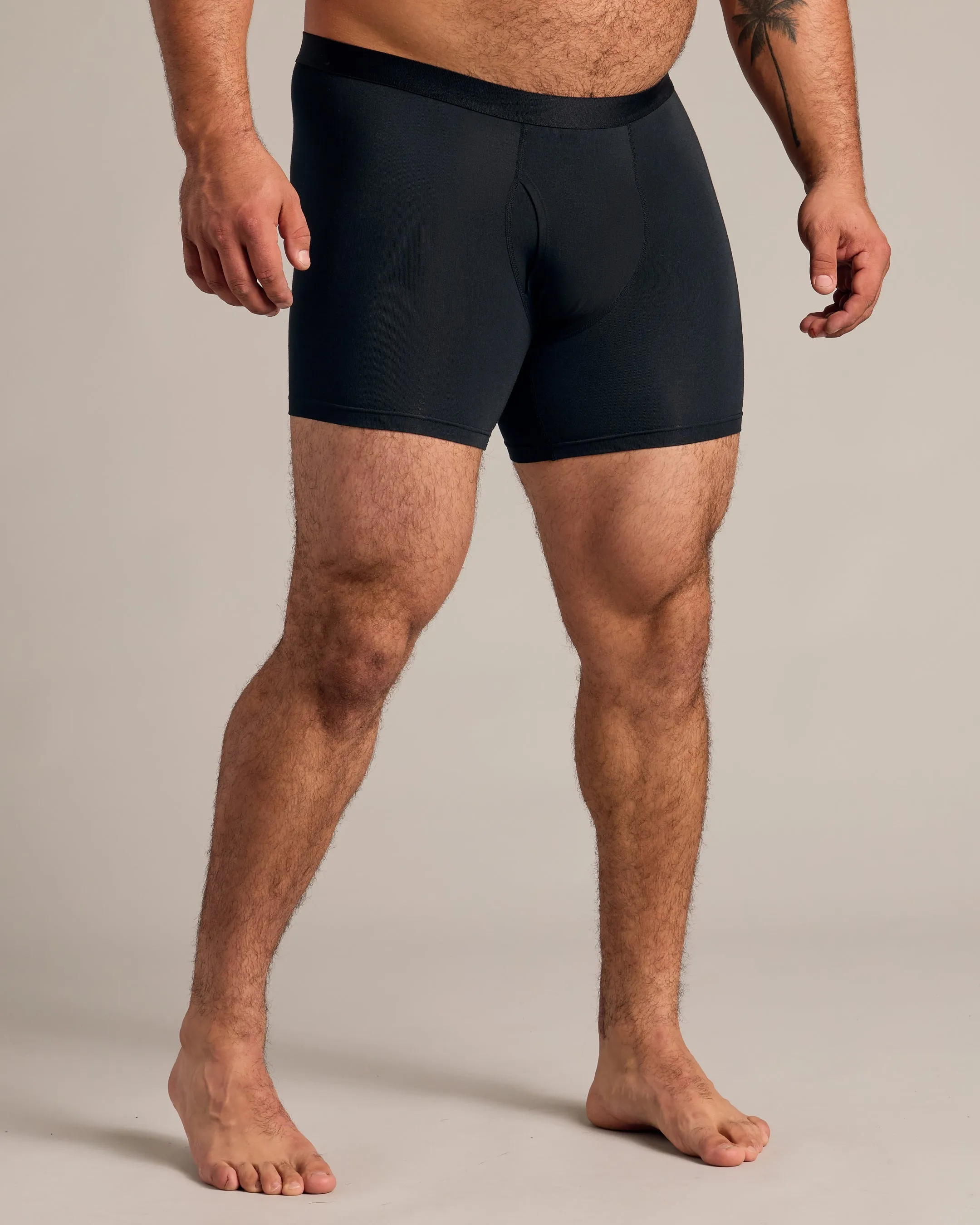 Black Boxer Briefs W/ Fly 6-Pack