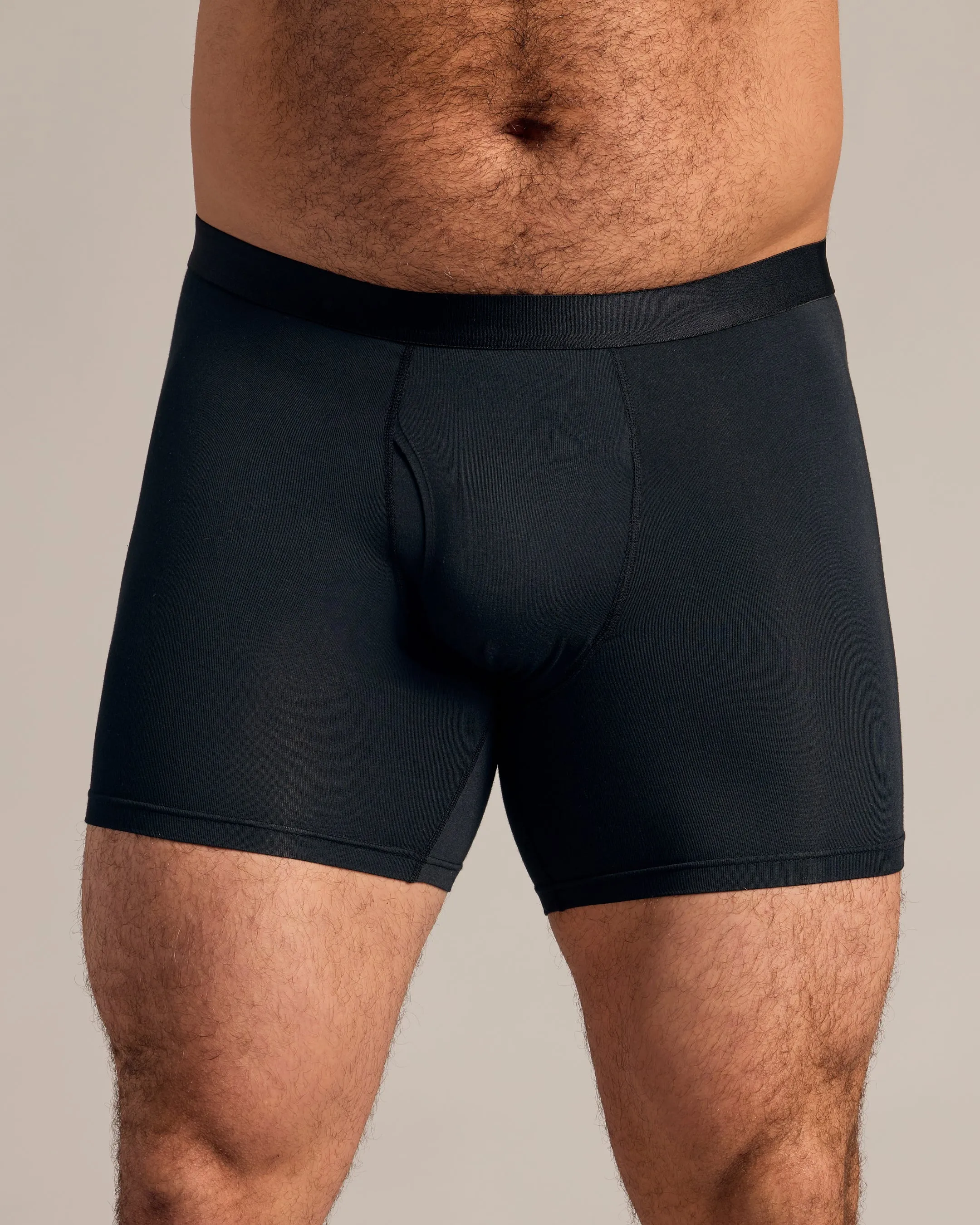 Black Boxer Briefs W/ Fly 6-Pack