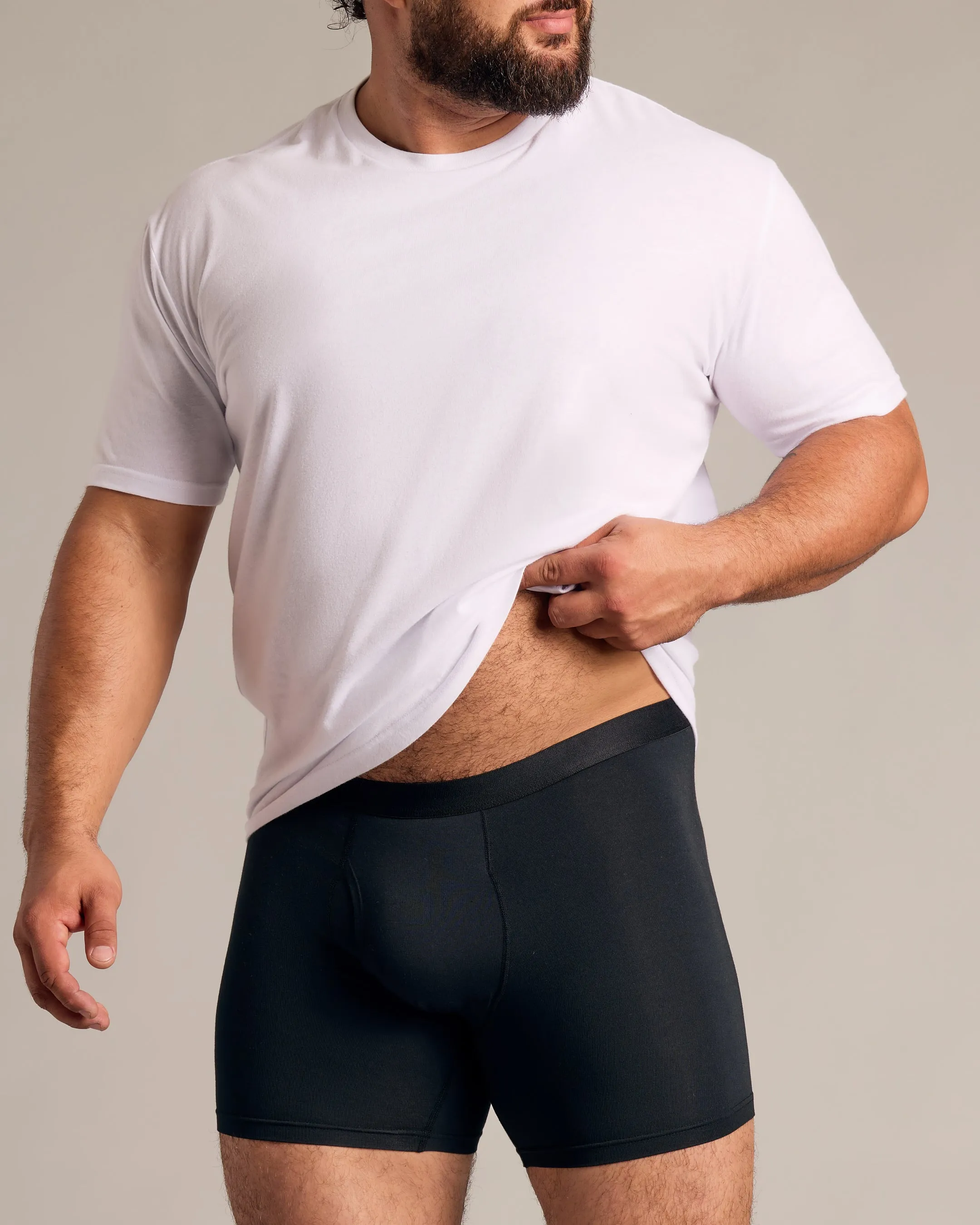 Black Boxer Briefs W/ Fly 6-Pack