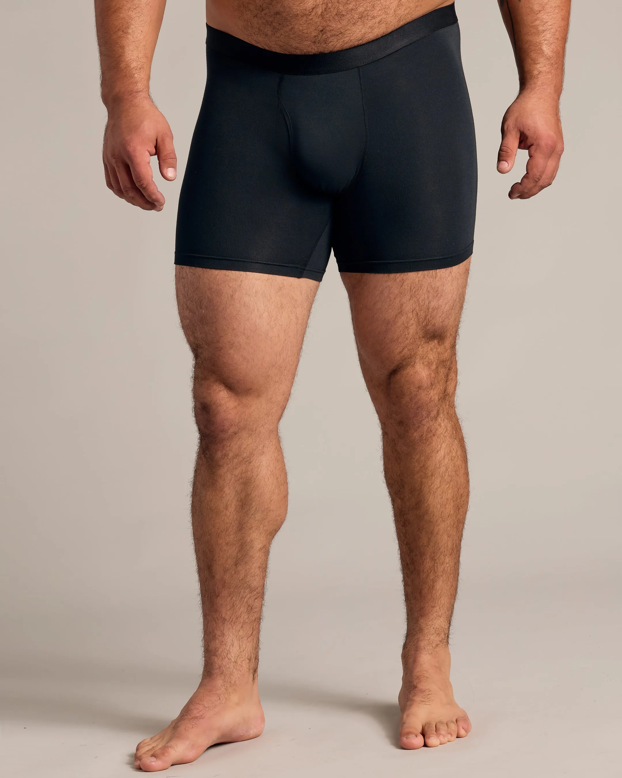 Black Boxer Briefs W/ Fly 6-Pack