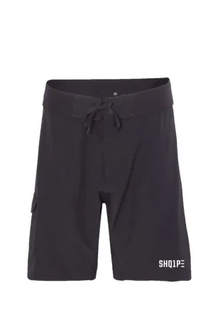 Board Shorts-Black/White Text