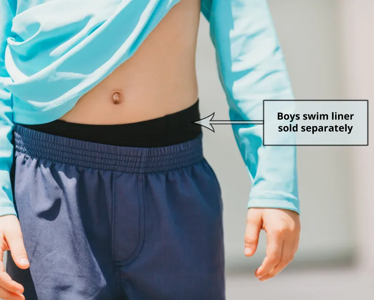 Boys UPF 50  Soft Stretch Below the Knee Swim Board Shorts | Navy