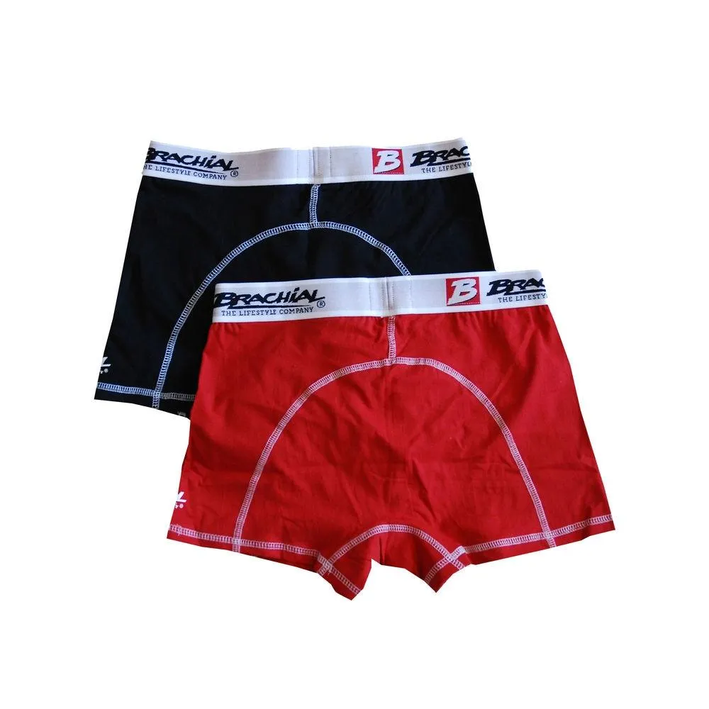 Brachial 2 Pack Boxer Shorts - Red & Black