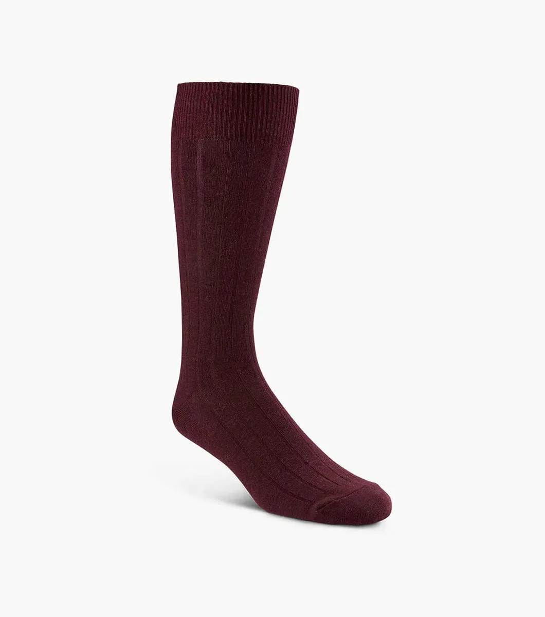 Burgundy Wide Ribbed Dress Socks