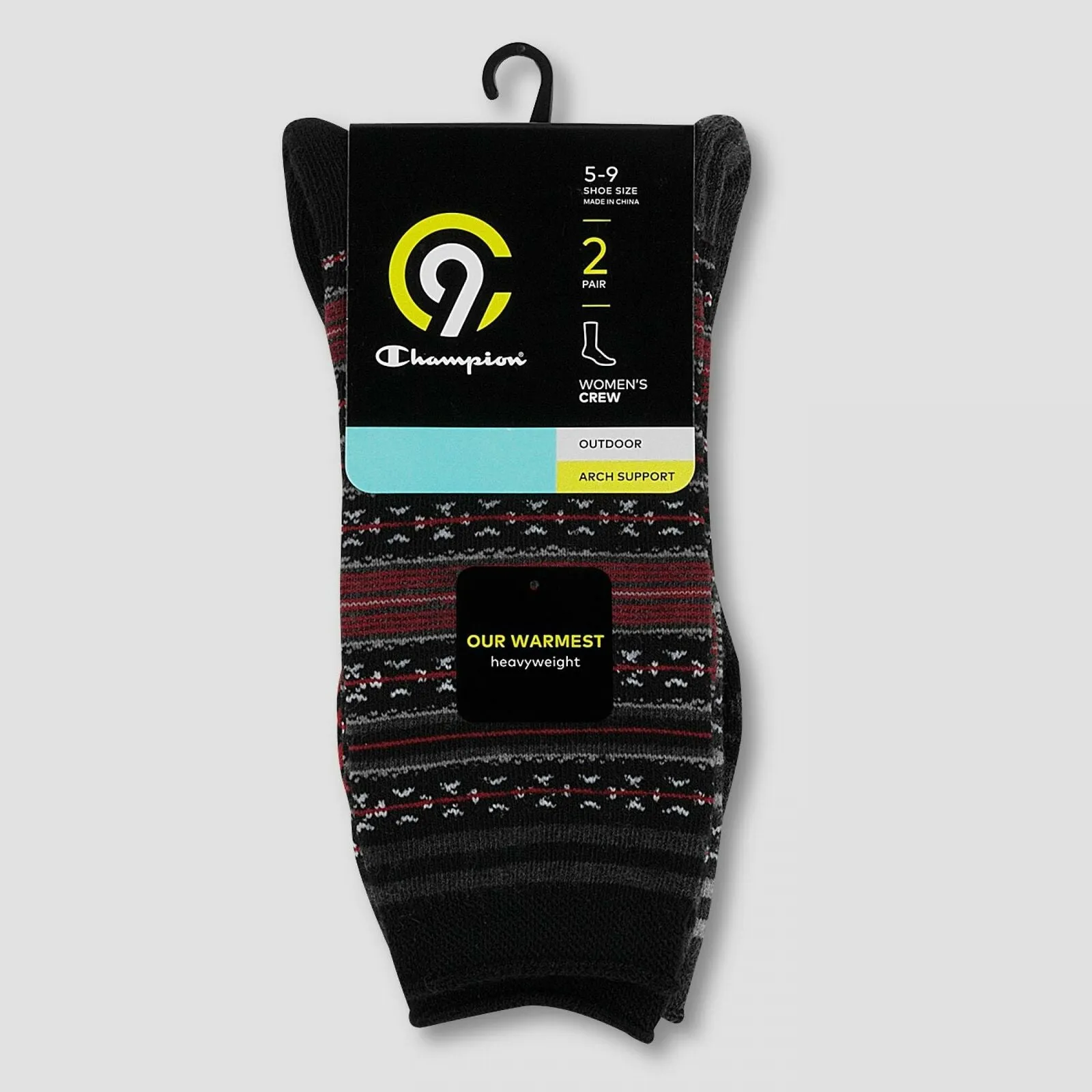 C9 Champion Women's 2 Pairs Full Cushion Fair Isle Crew Casual Socks