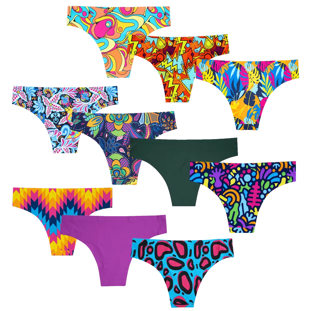 Cheeky Comfort Bundle - Ladies Seamless Brazilian Briefs 10 Pack Bundle