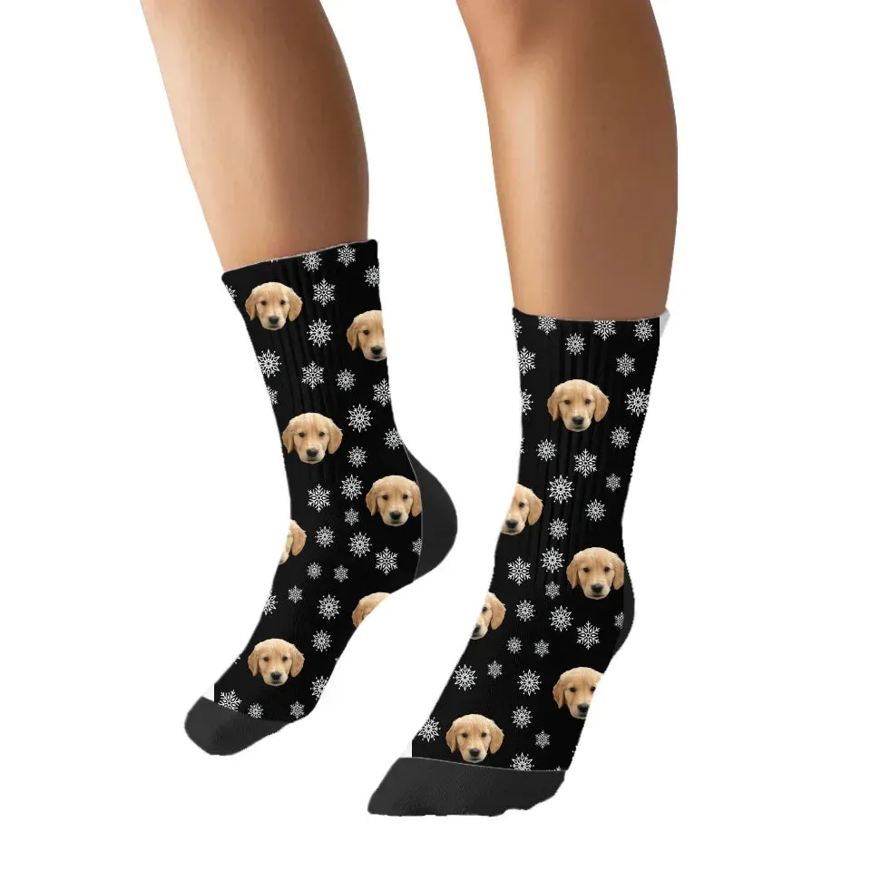 Christmas Snowflakes Pet Face Socks