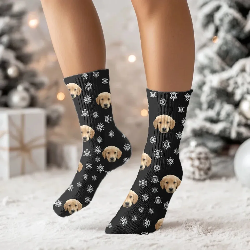 Christmas Snowflakes Pet Face Socks