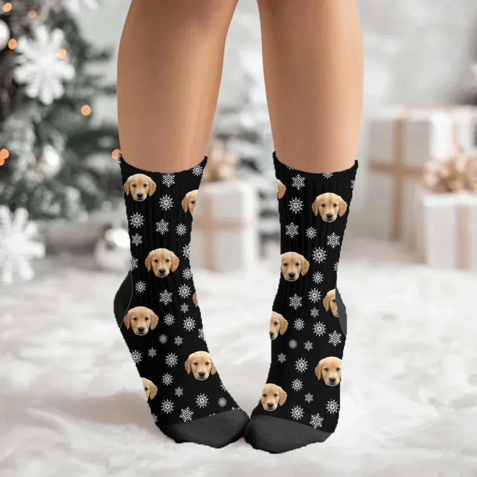 Christmas Snowflakes Pet Face Socks