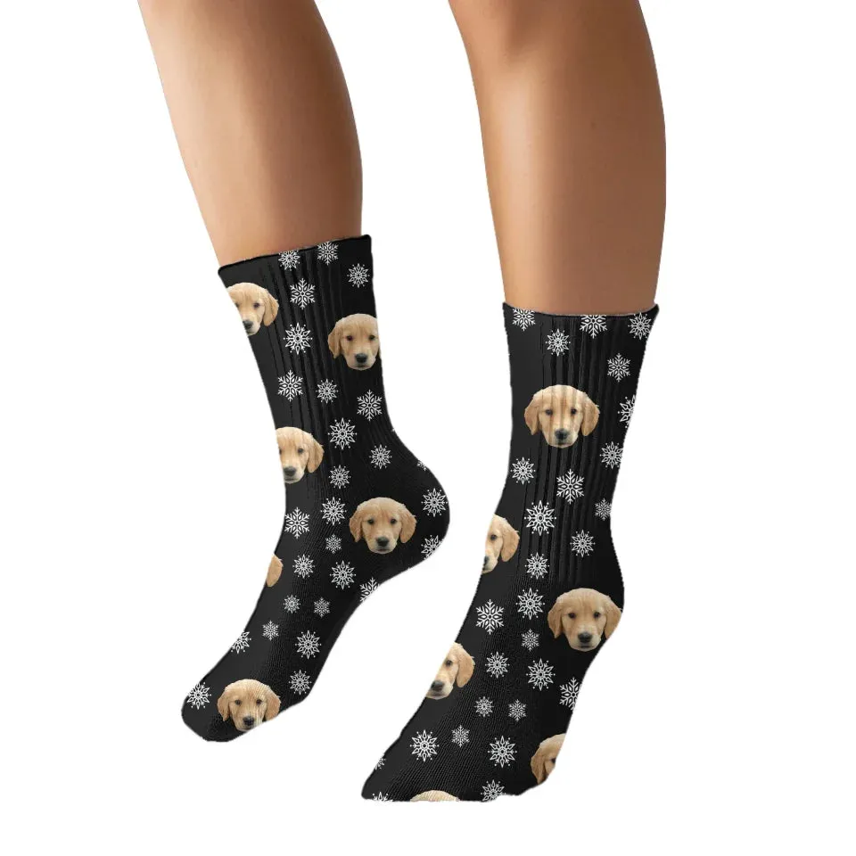 Christmas Snowflakes Pet Face Socks