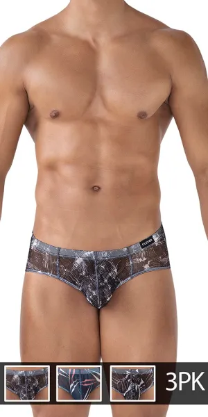 Clever 519963 3pk Australian Latin Briefs Blue-black-black