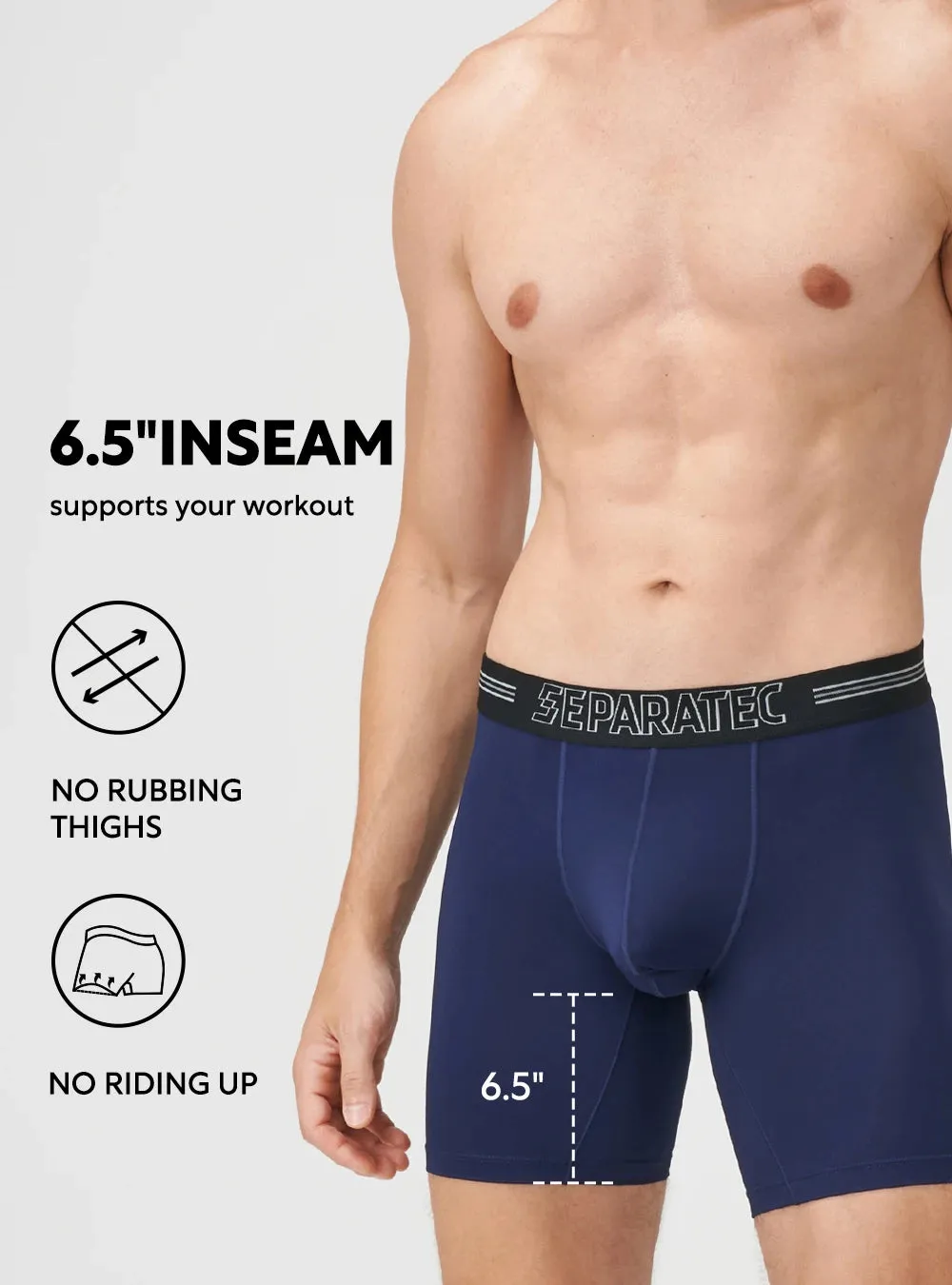 Compression Quick Dry Thick Waistband Boxer Briefs 5 Pack