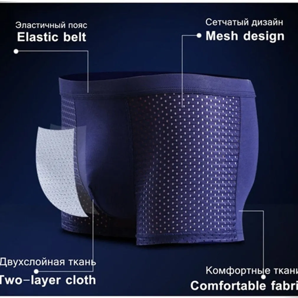 ContiNent 33 4pcs/Lot Men's Panties Male Underpants Man Pack Shorts Boxers Underwear Slip Homme Calzoncillos Bamboo Hole Large Size 5XL6XL7XL