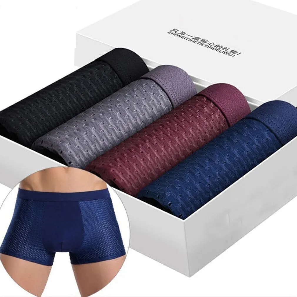 ContiNent 33 4pcs/Lot Men's Panties Male Underpants Man Pack Shorts Boxers Underwear Slip Homme Calzoncillos Bamboo Hole Large Size 5XL6XL7XL