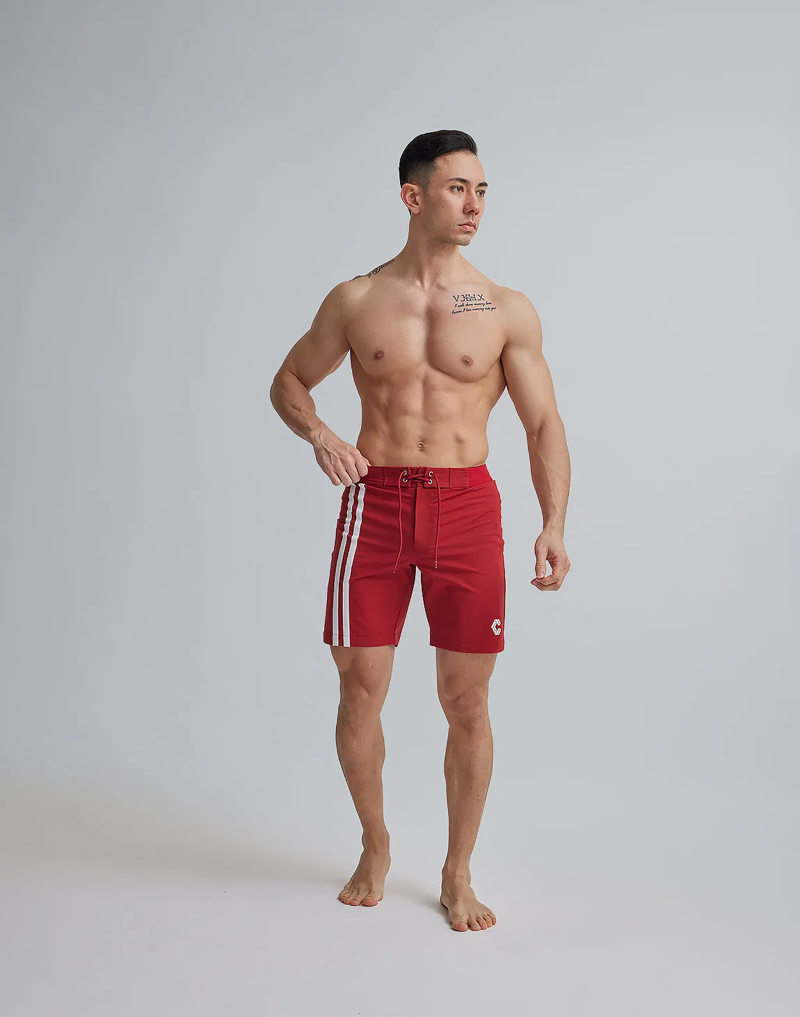 CRONOS 2LINE BOARD SHORTS【D.RED】