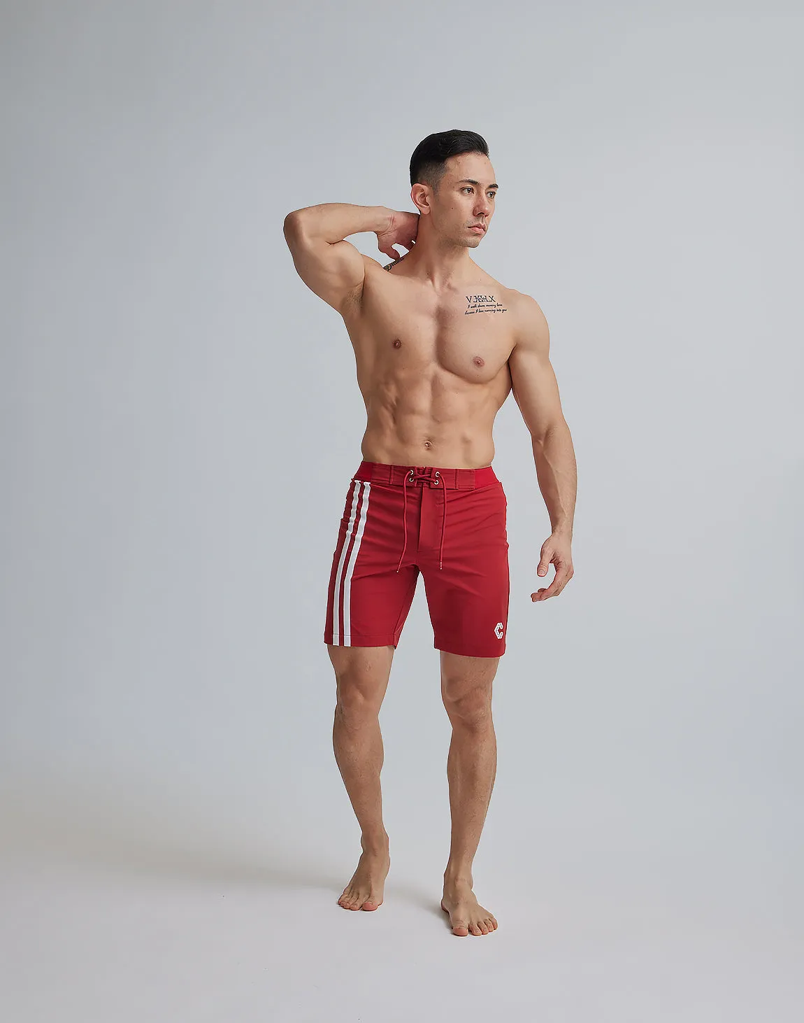 CRONOS 2LINE BOARD SHORTS【D.RED】