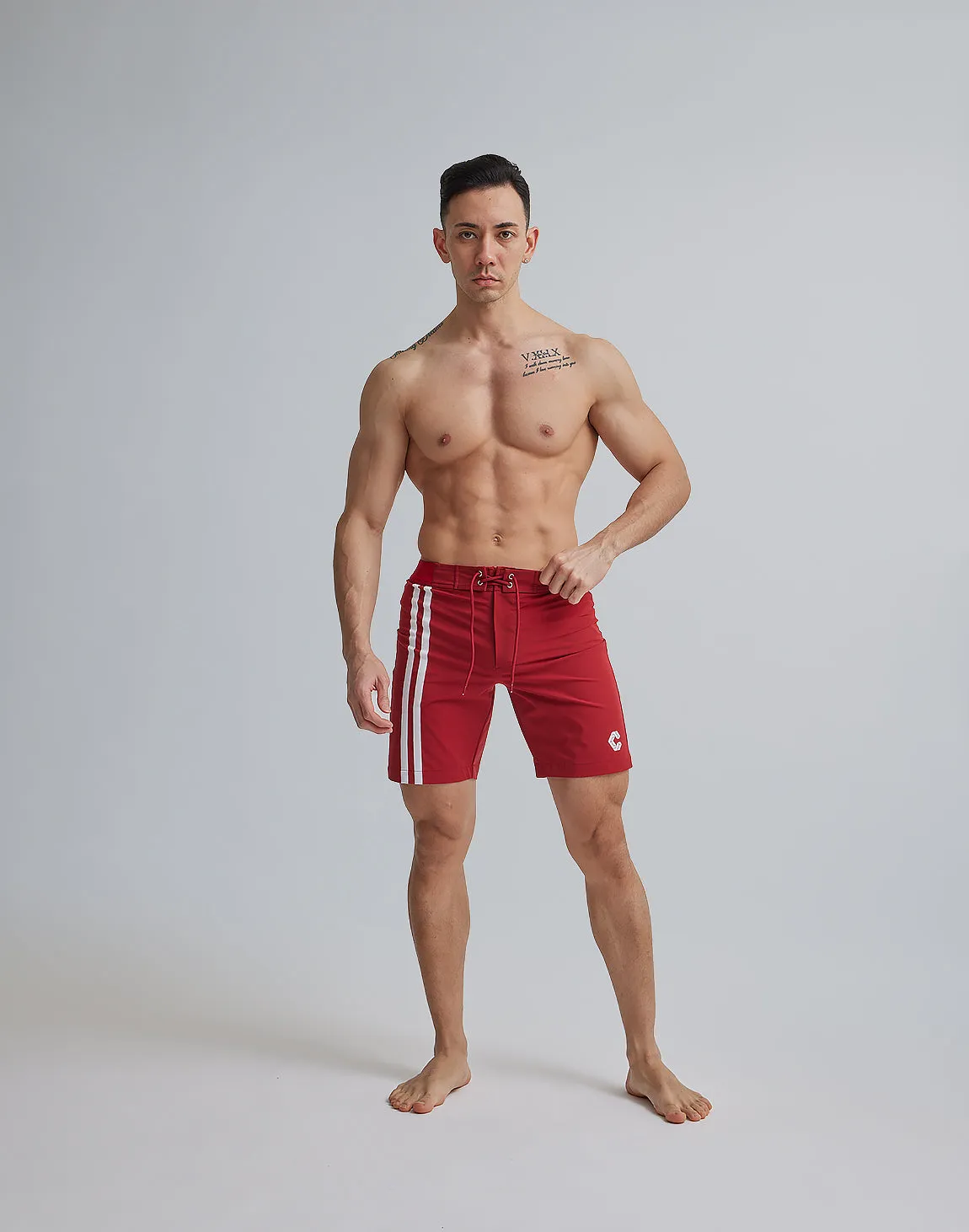 CRONOS 2LINE BOARD SHORTS【D.RED】