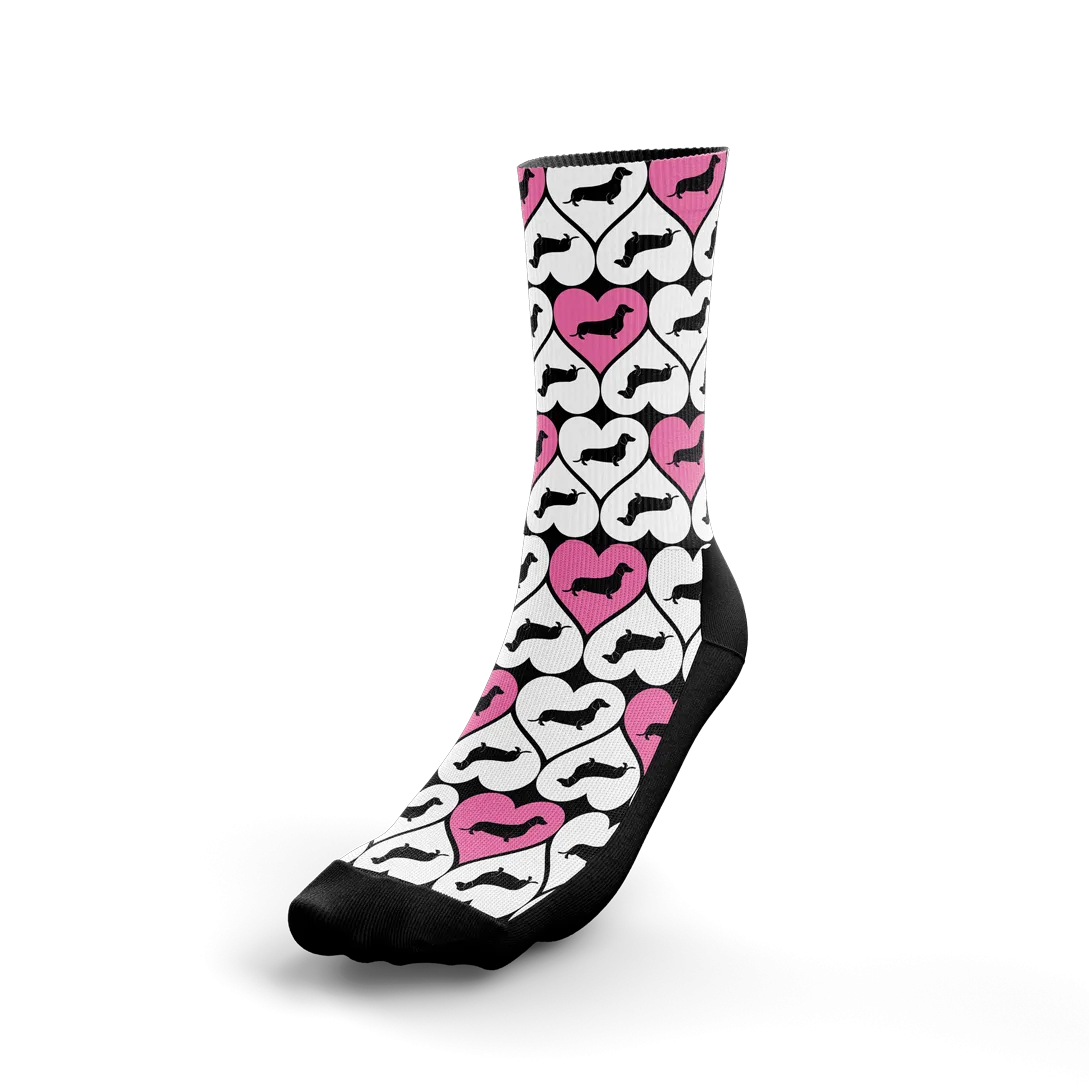 Dachshund Hearts Crew Socks