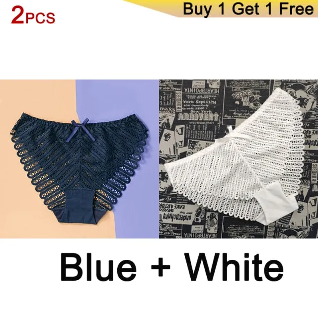 DERUILADY Sexy Perspective Lace Panties Women Comfortable Cotton Bottom Panties Ladies Lingerie Low Rise Seamless Underwear