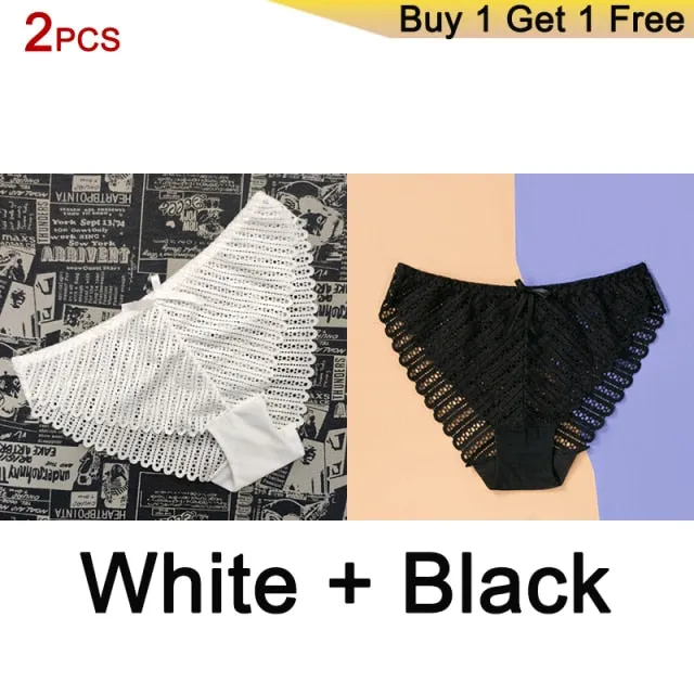 DERUILADY Sexy Perspective Lace Panties Women Comfortable Cotton Bottom Panties Ladies Lingerie Low Rise Seamless Underwear