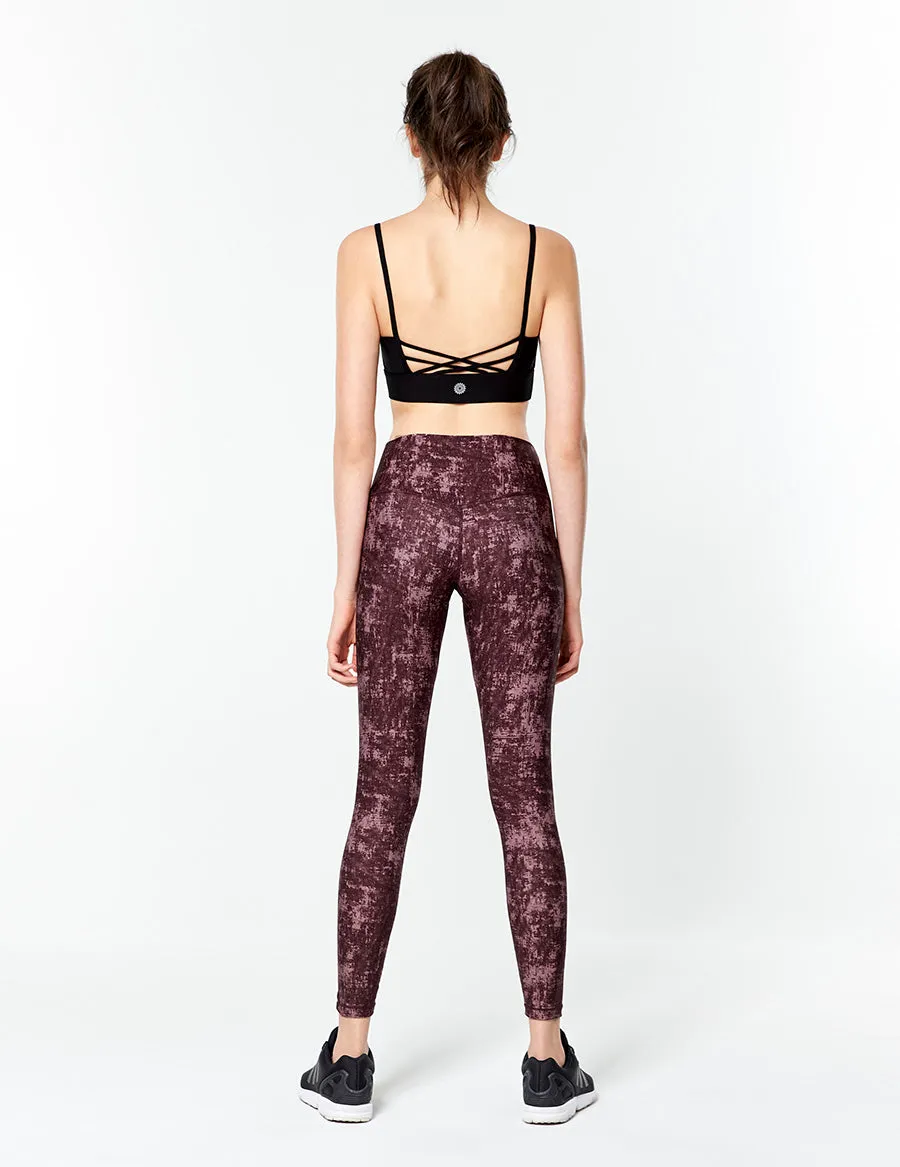 easyoga LESPIRO Glossy Slim Tights2 - FD9 Mottled wall flower-Brown